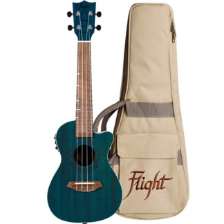 FLIGHT DUC380 Topaz -укулеле концерт махагони цвет синий с чехлом