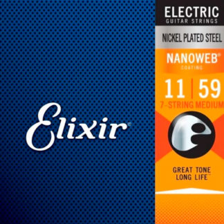 Elixir 12106 Nanoweb струны для электрогитары, 7 струн, 11-59